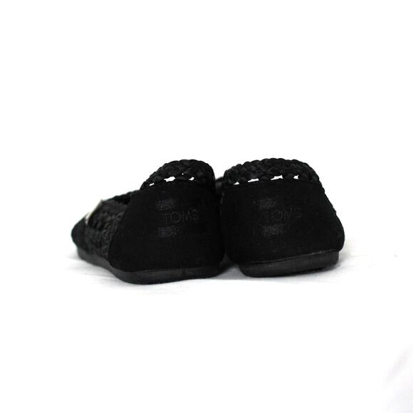 TOMS Women's Classic Black Satin Woven Slip Ons Size 8.5 Preloved - Picture 4 of 6